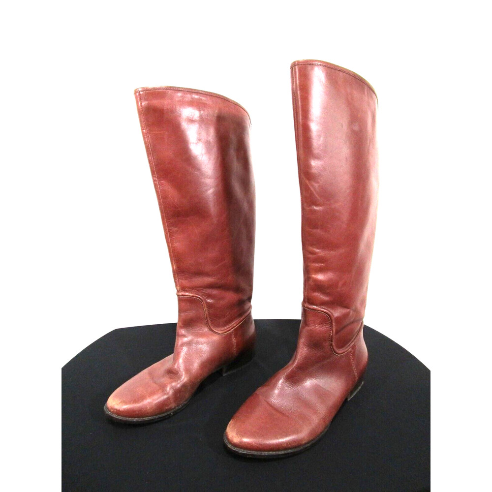 ELAINE TURNER Brown Leather Knee High Riding Boots Women Sz 7